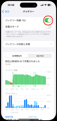 iPhoneでバッテリー残量を数値で表示する