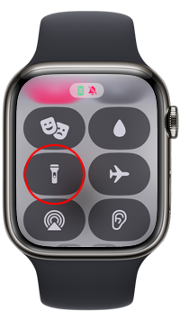 Apple Watchのコントロールセンターでライトアイコンをタップする