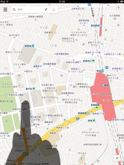 iPad/iPad miniでGoogle Mapsアプリでマップ上の地図アイコンをタップする