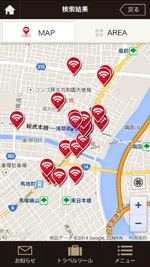 iPhoneの「Japan Connected Free Wi-Fi」アプリで現在地付近のWi-Fiスポットを検索する