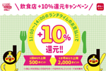 NTTドコモがランチタイムに飲食店でd払い利用で10％還元の「飲食店 d払い＋10％還元キャンペーン」を実施中