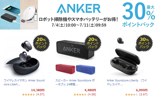 楽天市場 Anker 最大30％ポイントバック