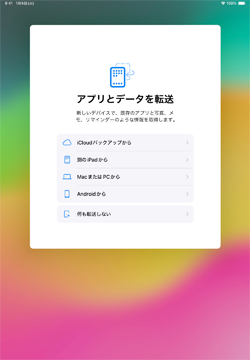 iPadで何も転送せずに初期設定を行う