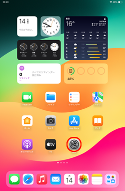 iPadで設定画面を表示する