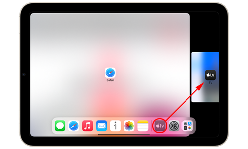 iPad Air/iPad miniのSplit View機能で開いたアプリ左端から右方向にスワイプする