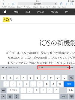 iPad Air/iPad miniのSafariでページ内をキーワード検索する