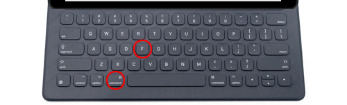 iPadの外部キーボードでページ内検索画面を表示する