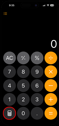 iPhoneの計算機でメモリーキー(m+/m-/mr/mc)を表示する