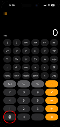 iPhoneの計算機アプリで基本モードにする