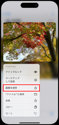 iPhoneで写真が添付されたメールを保存する