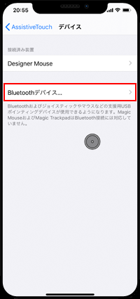 iPhoneのデバイス画面で「Bluetoothデバイス」をタップする