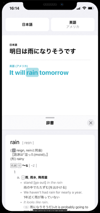 iPhoneの翻訳アプリで辞書で単語の意味を調べる